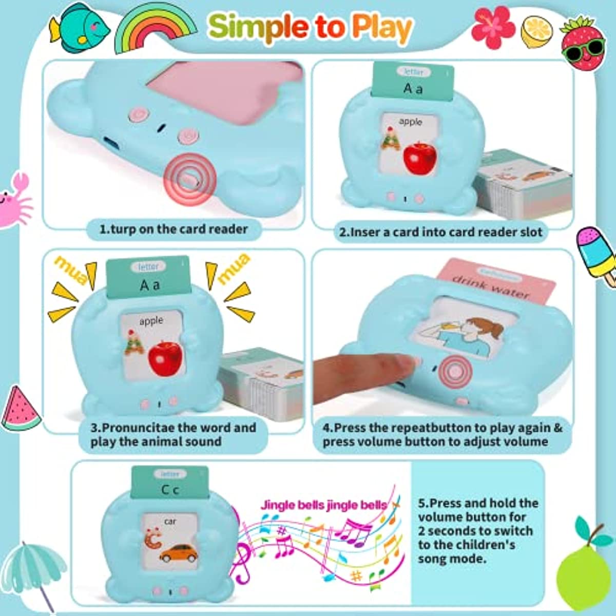 Tender Tots Talking Flash Cards Electronic Learning Toy for Kids