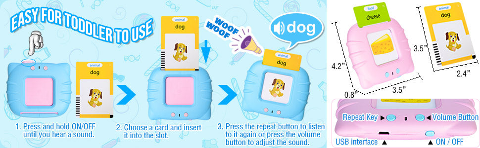 Tender Tots Talking Flash Cards Electronic Learning Toy for Kids