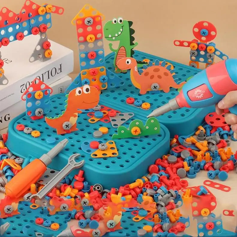 Tender Tots Kids Electric Drill 3D Puzzle Dinosaur Assembly Toy Set