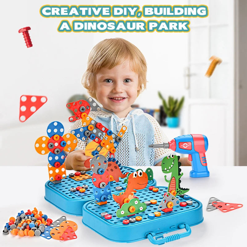 Tender Tots Kids Electric Drill 3D Puzzle Dinosaur Assembly Toy Set