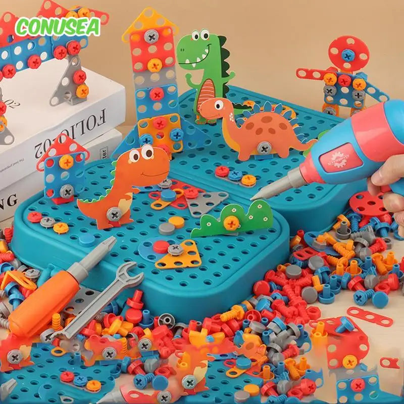 Tender Tots Kids Electric Drill 3D Puzzle Dinosaur Assembly Toy Set