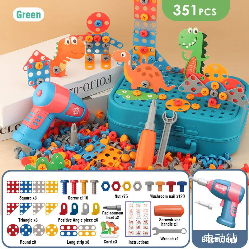 Tender Tots Kids Electric Drill 3D Puzzle Dinosaur Assembly Toy Set