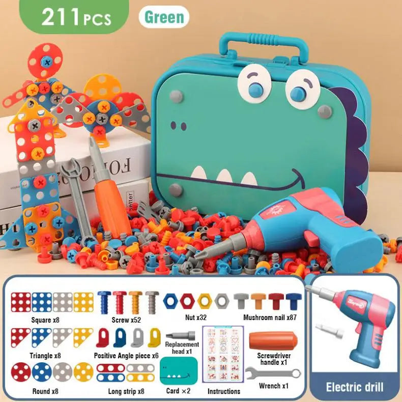 Tender Tots Kids Electric Drill 3D Puzzle Dinosaur Assembly Toy Set