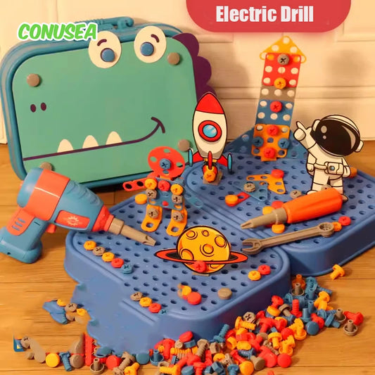 Tender Tots Kids Electric Drill 3D Puzzle Dinosaur Assembly Toy Set