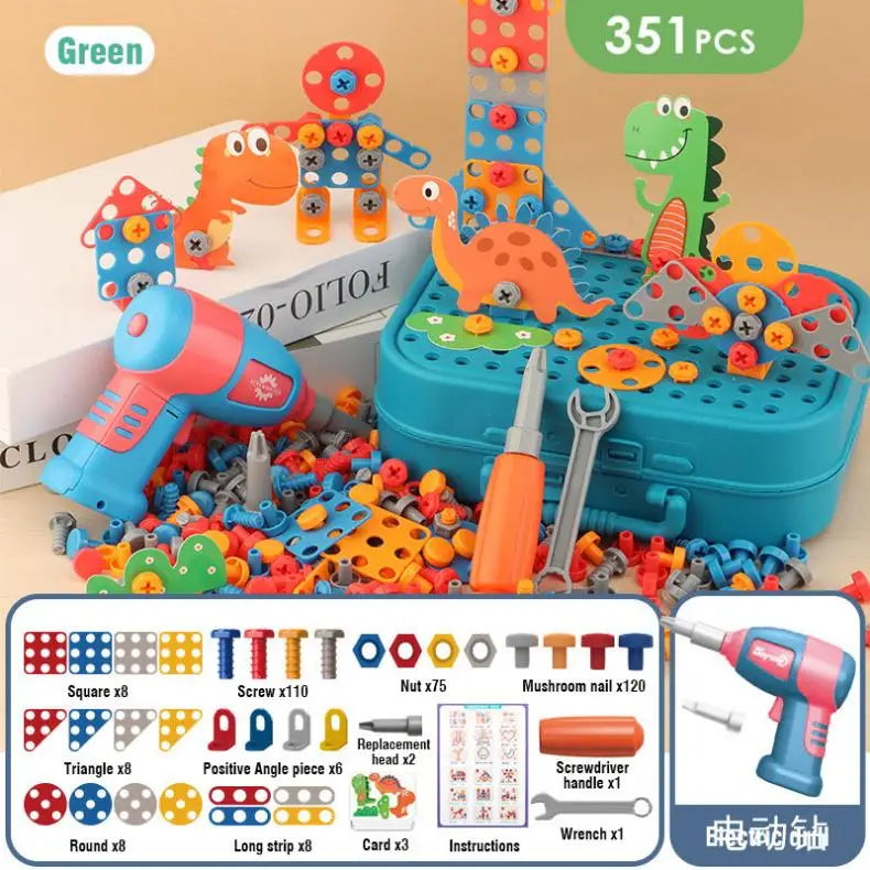 Tender Tots Kids Electric Drill 3D Puzzle Dinosaur Assembly Toy Set