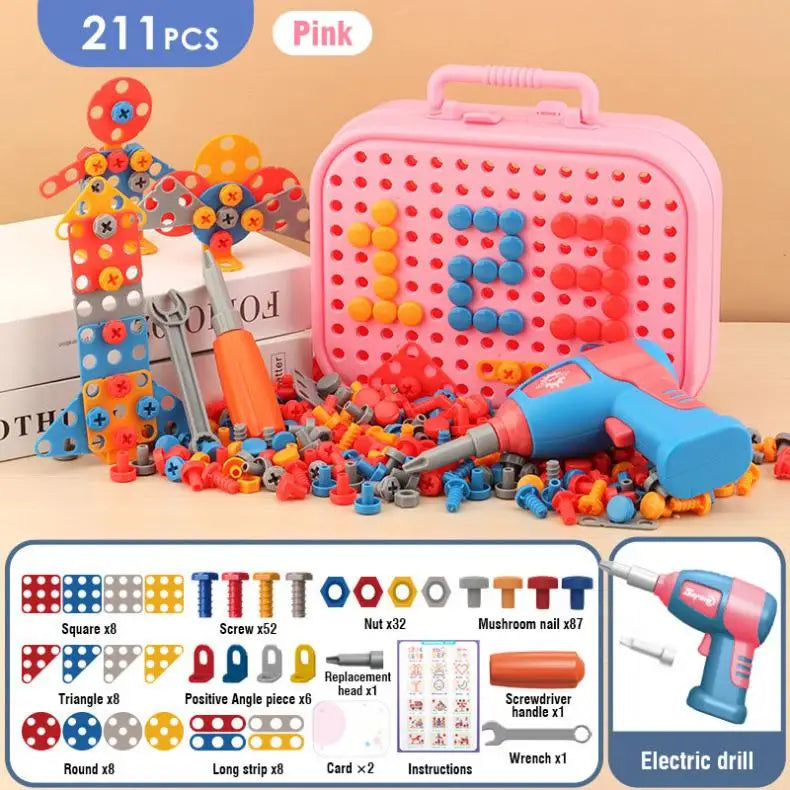 Tender Tots Kids Electric Drill 3D Puzzle Dinosaur Assembly Toy Set